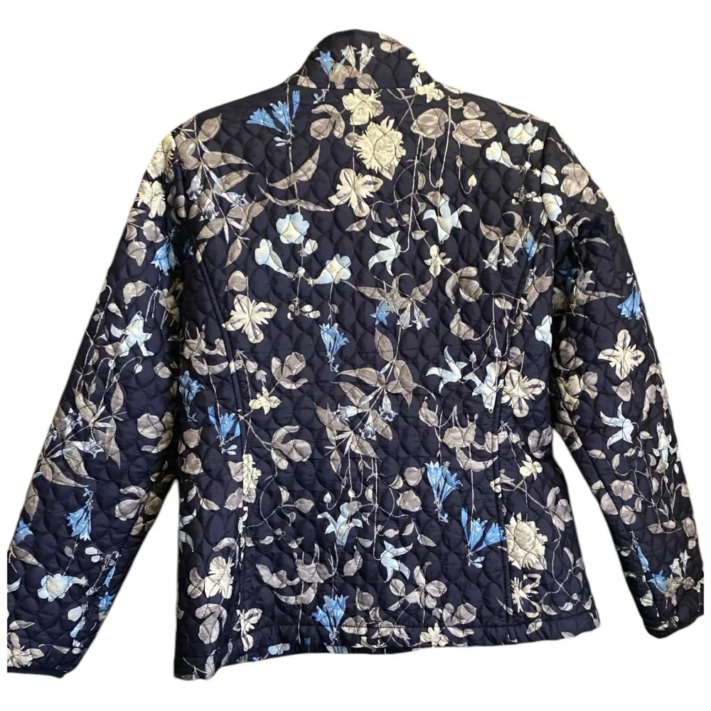 Lands End Packable Primaloft Insulated Blue Floral Jacket Size M (10/12) - Picture 3 of 9